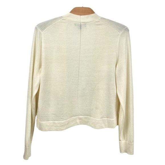 Banana Republic Cream 100% Merino Wool Open Front Cardigan Size L - Picture 3 of 6